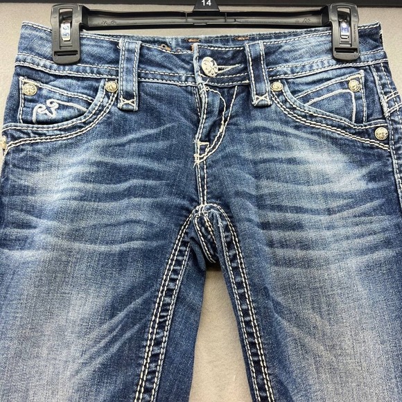 Rock Revival Women's Heather Capri Denim Pants Size 26 (2) Embellished Pockets - Picture 8 of 16